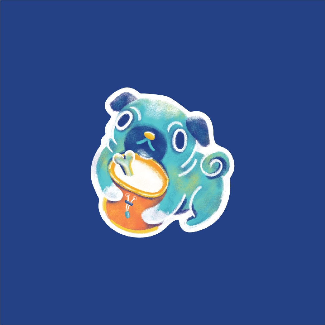 Blue Pug with Chalk Bag Sticker (2)